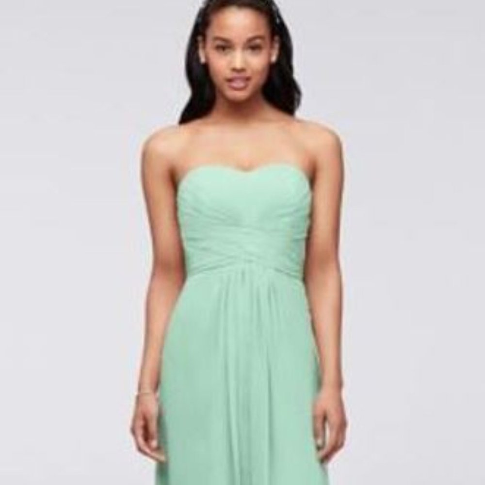 Mint Strapless Chiffon Mini Dress